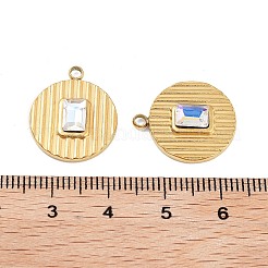 イオンプレーティング(IP) 304 ステンレスペンダント  ラインストーン付き  フラットラウンド  18KGP本金メッキ  19x16x4mm  穴：1.8mm&nbsp;STAS-U014-17G