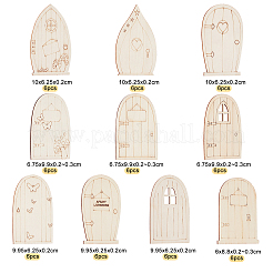 ウッドカボション  DIYのジュエリーには  ドア  バリーウッド  60個/セット&nbsp;WOOD-NB0001-70