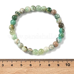 Natural Green Line Jasper Round Beaded Stretch Bracelets for Women&nbsp;BJEW-F535-02A