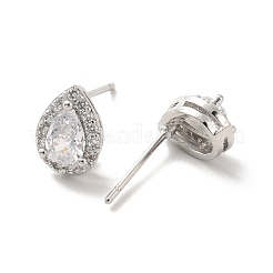 Clear Cubic Zirconia Teardrop Stud Earrings&nbsp;EJEW-K093-18P