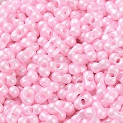 ガラスシードビーズ  不透明色の光沢  ピーナッツ  パールピンク  5~6x2.5~3x3~3.5mm  穴：1~1.2mm  約5000個/ポンド&nbsp;SEED-L011-04A-07