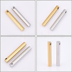 8個2色イオンプレーティング(IP)304ステンレススチールチャーム  コラム  ゴールデン·ステンレス鋼色  40x6mm  穴：3mm  4個/色&nbsp;STAS-UN0037-16