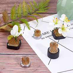 日本の生け花兼山花カエル  フラワーアレンジメントピンニードルホルダー  ゴムスリーブ  フラワーアレンジメント用  プラチナ·ゴールデン  23x19mm  29x34mm  33x33x20mm  5個/セット&nbsp;AJEW-PH0016-67