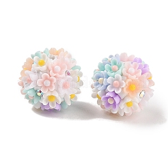 手作りの光るポリマー粘土のラインストーンファンシービーズ  ペンフォーカルビーズ  アクリルデイジーの花付き  カラフル  20~21mm  穴：2mm&nbsp;CLAY-H003-04A
