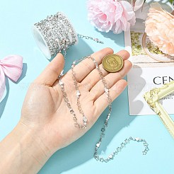 2.5M Brass Imitation Pearl Heart Link Chains&nbsp;CH-CJ0001-08