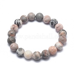 天然ゼブラジャスパービーズストレッチブレスレット  ラウンド  2-1/8インチ〜2-3/8インチ（5.5~6cm）  ビーズ：8mm&nbsp;X-BJEW-K212-B-035
