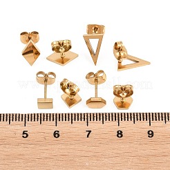 幾何学模様の304ステンレススチール製スタッドピアス 4ペア  混合図形  ゴールドカラー  5~10.5x5~6.5mm&nbsp;EJEW-G469-03G