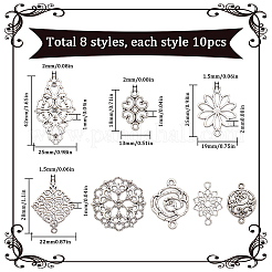 80Pcs 8 Styles Tibetan Style Links/Connectors&nbsp;FIND-SC0010-69