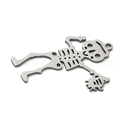 ステンレスペンダント201個  レーザー切断  ハロウィンチャーム  ステンレス鋼色  スカル  27.5x20x0.9mm  穴：1.5mm&nbsp;LS-STAS-G366-02P-01