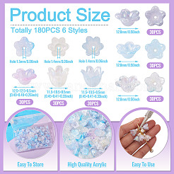 180Pcs 6 Styles Acrylic Bead Caps&nbsp;OACR-TA0004-44