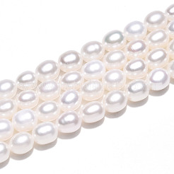 天然養殖淡水パールビーズ連売り  ライス  乳白色  6.5~7x5.5~6mm  穴：0.5mm  約54個/連  14.45''（36.7センチメートル）&nbsp;PEAR-N012-05-2A