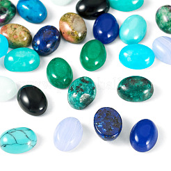 26Pcs 13 Styles Synthetic Blue Lace Agate & Black Stone & Natural White Jade & Amazonite & Unakite Cabochons&nbsp;G-TA0003-28B