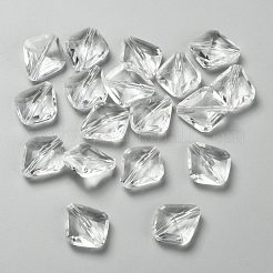 透明なアクリルビーズ  多面カット菱形  透明  長さ23mm  20 mm幅  厚さ10mm  穴：2mm  約267個/500g&nbsp;PL6362Y