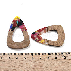 ウォールナット材ペンダント  樹脂と金箔  ティアドロップ  カラフル  45x30x3.5mm  穴：2mm&nbsp;FIND-Z050-07F