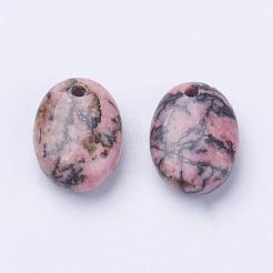 天然石ロードナイトペンダント  オーバル  18x13x6~7mm  穴：2mm&nbsp;G-F524-K01