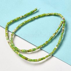 合成インペリアルジャスパービーズ連売り  染め  キューブ  黄緑  2~2.5x2.5~3.5x2.5~3mm  穴：0.4mm  約157~165個/連  14.96~15.75''（38~40センチメートル）&nbsp;G-B064-A41