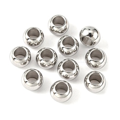 変色防止ロンデル 201 ステンレススチール ヨーロピアンビーズ  大穴ビーズ  ステンレス鋼色  8x6mm  穴：4mm&nbsp;STAS-N020-03-8mm