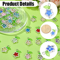 50Pcs Glass Flower Pendants&nbsp;FIND-SC0020-56