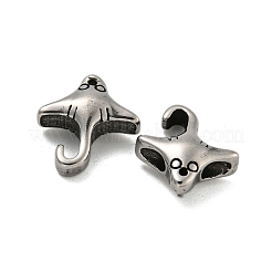 動物 304 ステンレス ビーズ  アンティークシルバー  魚  12.5x10.5x4.5mm  穴：1.8mm&nbsp;STAS-E214-11AS-07