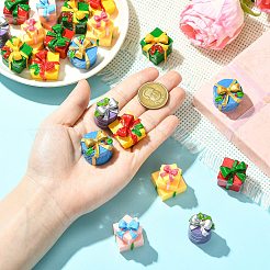 21Pcs 7 Styles Christmas Resin Gift Box Ornaments&nbsp;AJEW-CJ0001-81