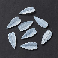 電気メッキガラスペンダント  葉のチャーム  ライトブルー  23x10x3mm  穴：1.2mm&nbsp;EGLA-H102-05D