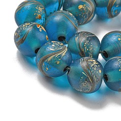 手作りランプワークビーズ連売り  水玉模様の丸い  ディープスカイブルー  12~12.5mm  穴：2mm  約24個/連  10.71''（27.2センチメートル）&nbsp;BLOW-D006-07H