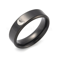 女性用ステンレス指輪201個  ムーン  ブラック  6mm  内径：18mm&nbsp;RJEW-Z092-01EB-02