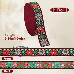 10 Yards Ethnic Style Polyester Jacquard Flower Ribbon&nbsp;OCOR-PH0004-86B