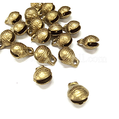 真鍮製ベルペンダント  ランダムな模様の円形  生（メッキなし）  24x20x15mm  穴：2~3mm&nbsp;KKB-A003-20mm