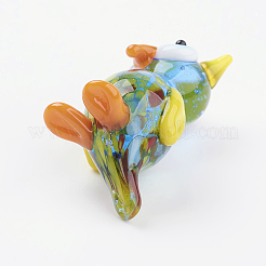 インテリアオーナメントパーツ  手作りランプワーク表示の装飾  鳥  カラフル  24~27x10~13x10~13mm&nbsp;X1-LAMP-J084-15