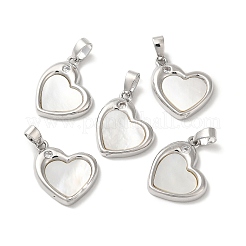 Natural White Shell Heart Pendants&nbsp;BSHE-Z003-12P