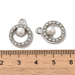ラインストーン ペンダント付き合金  ABSの模造パールと  リングチャーム  プラチナ  18x14x6mm  穴：2mm&nbsp;FIND-B032-19P