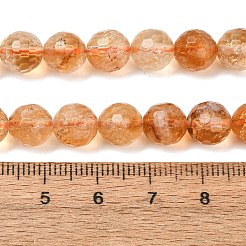 天然石シトリンビーズ連売り  ラウンド  ファセット（128ファセット）  8mm  穴：1mm  約45個/連  14.76''（37.5センチメートル）&nbsp;GG-CBA59DD-C02-8mm