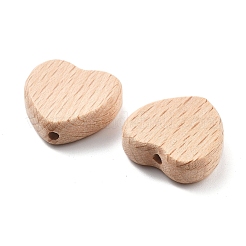 天然ブナ材の木製赤ちゃん用歯固めおもちゃ  新生児用歯固めリング  ハート  25x25x8mm  穴：3mm.&nbsp;LS-WOOD-D275-01A