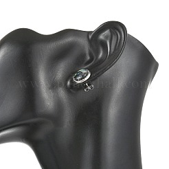 女性用パウア貝と真鍮のスタッドピアス  ラウンド  鉄スタッドピアス  ステンレス鋼色  13.5mm&nbsp;EJEW-JE07472-02
