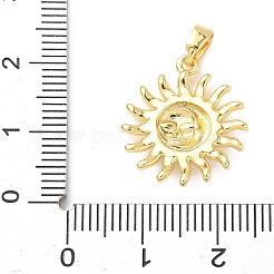 真鍮チャーム  カドミウムフリー＆鉛フリー  太陽  18KGP本金メッキ  19.5x17.5x4mm  穴：2.5x5mm&nbsp;KK-D357-22G