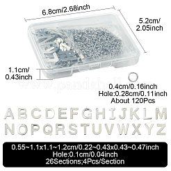 104個 26スタイル 文字 a~z 304 ステンレススチール アルファベット文字チャーム  120個の丸カン付き  ステンレス鋼色  11~12x5.5~11x0.5~0.8mm  穴：1mm  4個/スタイル&nbsp;STAS-FS0001-67