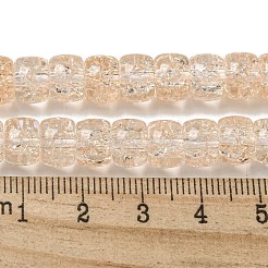 透明なスプレー塗装のクラックルガラスビーズ連売り  コラム  ナバホホワイト  8x6mm  穴：1.2mm  約65個/連  15.55''（39.5センチメートル）&nbsp;GLAA-NH0001-05H