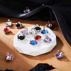 18Pcs 6 Colors Alloy Glass Charms&nbsp;FIND-TA0009-91P