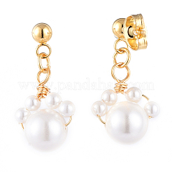 Shell Pearl Dangle Stud Earrings&nbsp;EJEW-JE04137-02