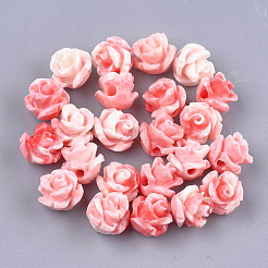 合成サンゴビーズ  染め  花  ミックスカラー  6~7x6~7mm  穴：1.2mm&nbsp;CORA-S027-30