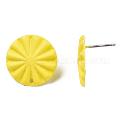 スプレー塗装鉄スタッドピアスパーツ  穴付き  フラットラウンド  きいろ  17mm  穴：1.2mm  ピン：0.7mm&nbsp;IFIN-N008-017D