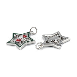Christmas Themed Brass Micro Pave Cubic Zirconia Pendants&nbsp;ZIRC-L101-05P