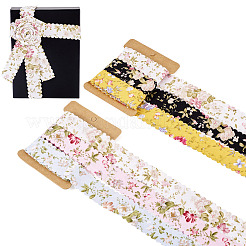 2Sets 2 Colors  Polyester Flower Printed Ribbon&nbsp;OCOR-TA0002-65