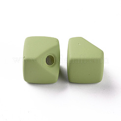 アクリルビーズ  ラバー加工スタイル  片穴  ギャップキューブ  黄緑  13.5x13.5x13.5mm  穴：3.5mm&nbsp;OACR-S039-04-83