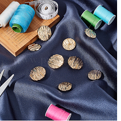 32スタイル2穴合金シャンクボタン1個  服飾材料  フラットラウンド  ライトゴールド  11.5~30x6.5~9mm  穴：2~2.5mm  12個/スタイル&nbsp;BUTT-GA0001-02LG