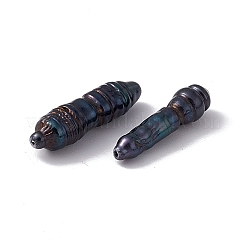 バロック天然ケシパールビーズ  コラム  染め  ブラック  18~30x4.5~6.5mm  穴：0.6mm&nbsp;PEAR-N020-P35