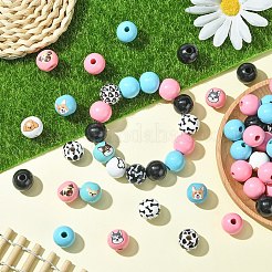 DIY 丸型木製ビーズとジュートコードペンダント装飾キット  ミックスカラー  15.5~16x2~16mm  穴：4~4.5mm&nbsp;DIY-YW0010-83