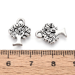 合金のチベット風チャーム  木のチャーム  アンティークシルバー  14.5x10.5x1.5mm  穴：1.8mm  約1470個/1000g&nbsp;PALLOY-T093-26AS
