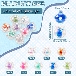 64 個 8 色 UV メッキレインボー虹色アクリルビーズ  ツートンカラーの二層ビーズ  桃  ミックスカラー  18x17.5x16mm  穴：3.5mm  8個/カラー&nbsp;OACR-TA0001-20